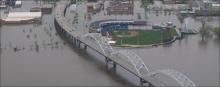 Flood waters around Modern Woodmen Baseball park