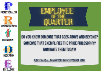 Employee of the Quarter nominations due September 15