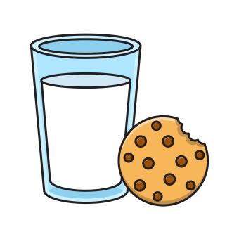 Glass of milk and cookie