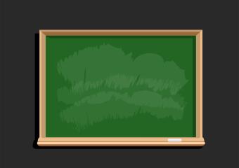 Empty education blackboard template. Green chalkboard flat design