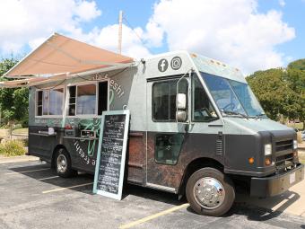 The Food Truck open for business in the county parking lot.