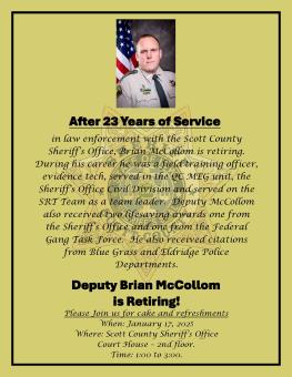 Brian McCollom retirement poster.