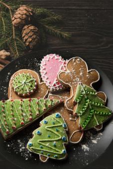 This is decorated cookies on a plate.