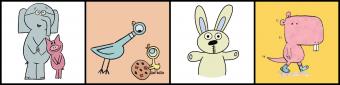 Picture book author Mo Willems' characters, including Elephant & Piggie