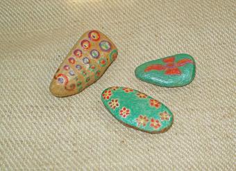 This is a picture of painted rocks.