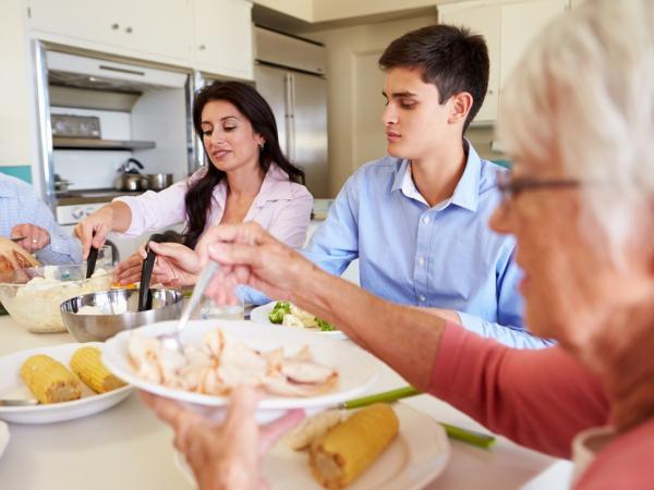 This is people eating at a table.